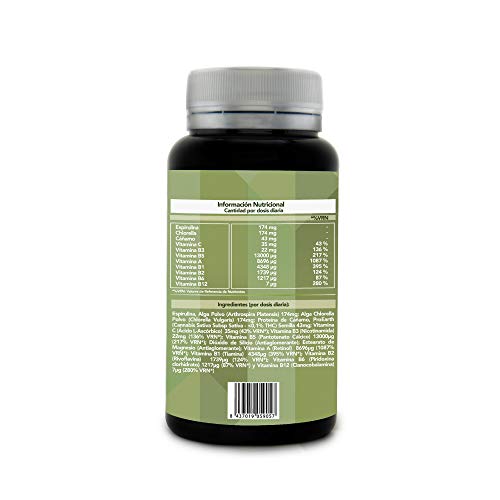 Multivitamínico Total | Fortalece tus defensas y protege tu Sistema Inmune | Vitamina C, A, B1, B2, B3, B5, B6 y B12 + Espirulina + Chlorella | Aporte eficaz de energía y vitalidad | 60U.