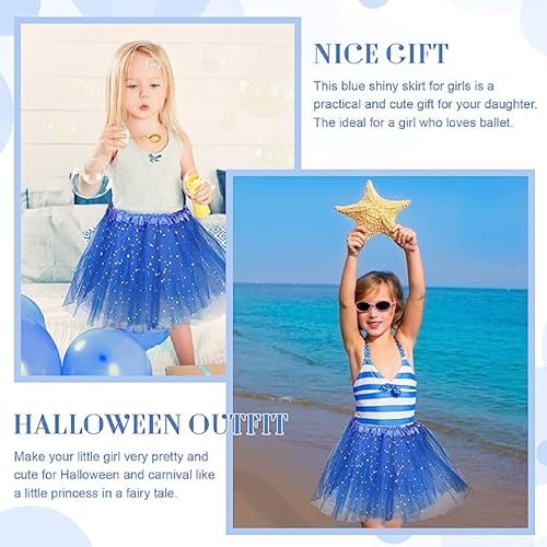 MUNDDY® - Tutu Elastico Tul 3 Capas 28 CM de Longitud para niña Bebe Distintas Colores con Estrella Falda Disfraz Ballet (Azul Oscuro con Estrella)