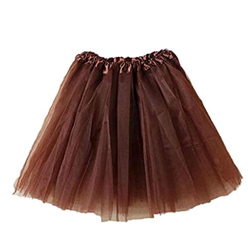 MUNDDY® - Tutu Elastico Tul 3 Capas 40 CM de Longitud para Adulta Distintas Colores Falda Disfraz Ballet (Marron)