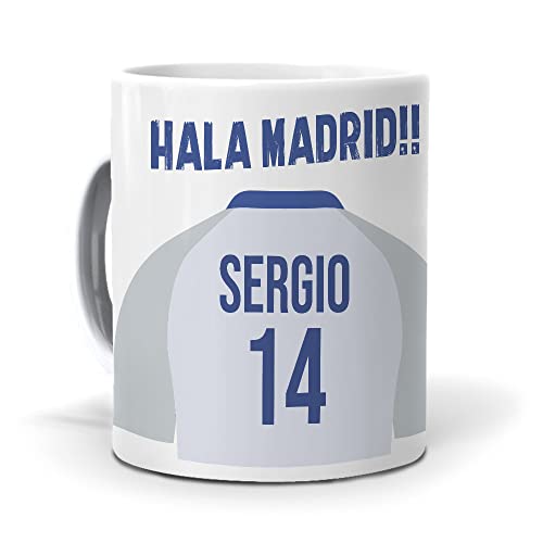 mundohuevo Taza de Cerámica Personalizada con Texto. Regalo Original. Madrid. Regalo Equipo de Futbol. Haz