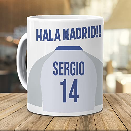 mundohuevo Taza de Cerámica Personalizada con Texto. Regalo Original. Madrid. Regalo Equipo de Futbol. Haz