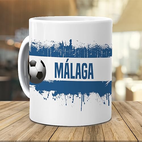 mundohuevo Taza Personalizada con Texto. Regalo Original. Málaga. Regalo Equipo de Futbol. Haz