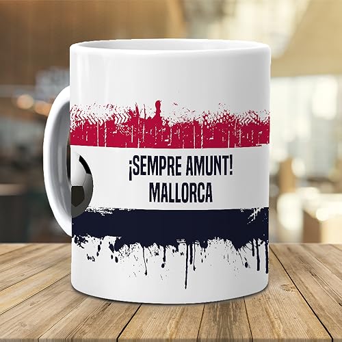 mundohuevo Taza Personalizada con Texto. Regalo Original. Mallorca. Regalo Equipo de Futbol. Haz