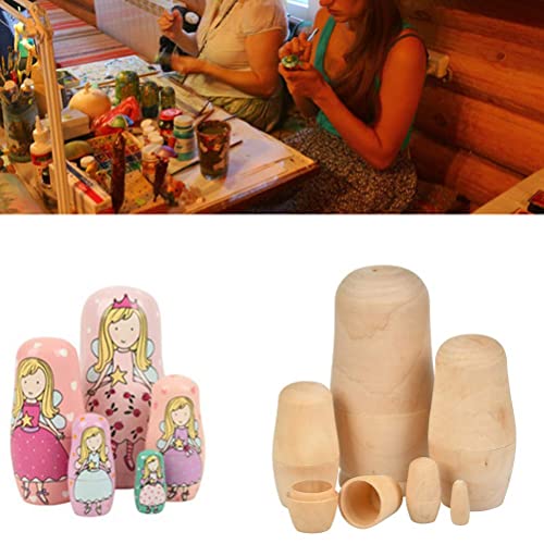 Muñecas Rusas,5 Piezas Juego de Muñecas Matryoshka Muñecas Rusas Sin Pintar Muñecas de Madera Muñeca Rusa Set para niños Juguete Regalo Decoración de Escritorio