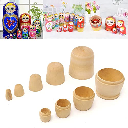 Muñecas Rusas,5 Piezas Juego de Muñecas Matryoshka Muñecas Rusas Sin Pintar Muñecas de Madera Muñeca Rusa Set para niños Juguete Regalo Decoración de Escritorio