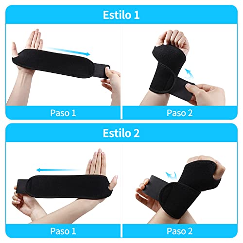 Muñequera Tendinitis Muñeca Ajustable, 1Par Negro Elasticidad Ferula Tunel Carpiano, Muñequera Metacarpiana Pulgar Deportiva Para Esguince de Dolor Muñeca, Tendinitis, Artritis, Protección Deportiva