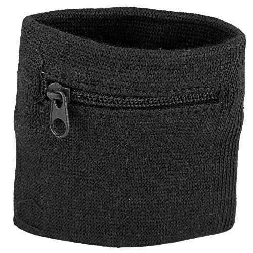 Muñequeras Deportivas Deportiva, Bolsa de Muñeca con Cremallera Sudar Muñequera Cartera Bandas para Perder Cosas Wristbands Pulsera Sweatband Gimnasio Senderismo Tienda Llaves Monedas(Negro)