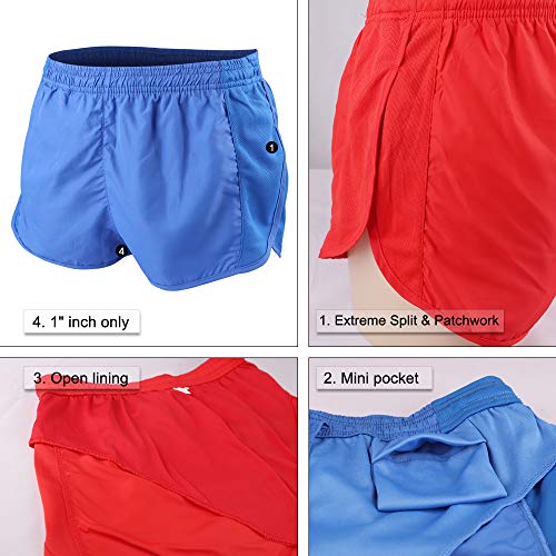 Muscle Alive Hombres Deportes Running 1" Élite División Corriendo Pantalones Cortos con Lado Malla Panel Rápido Seco Shorts Rojo M