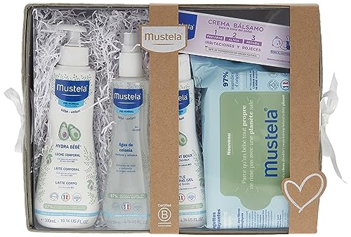 MUSTELA bebé, Canastilla con 5 Productos, Gris