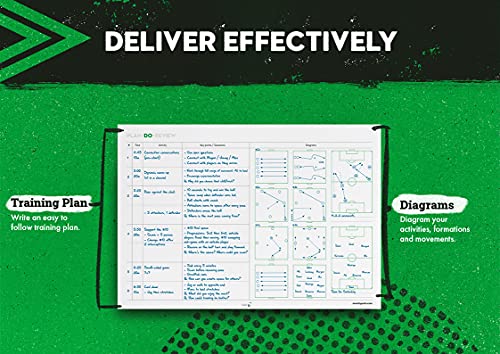 MVMT Sports - Bloc de notas de entrenamiento de fútbol, 50 páginas, tamaño A4, planificador de práctica táctica para entrenadores de fútbol. Planifica y revisa rápida y fácilmente. Escribe objetivos,