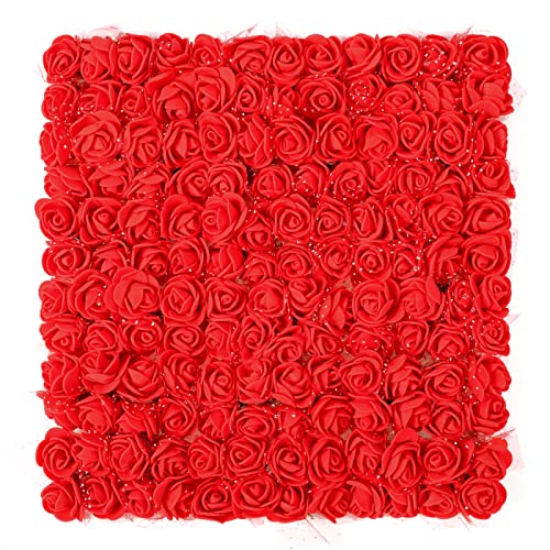 MWOOT Rosa Artificial 144 Piezas Rojo Flores Falsas, Pequeña Flor de Imitación para Bricolaje Accesorios de Boda Diademas, Cabezas de Flores Manualidades 2,5 CM