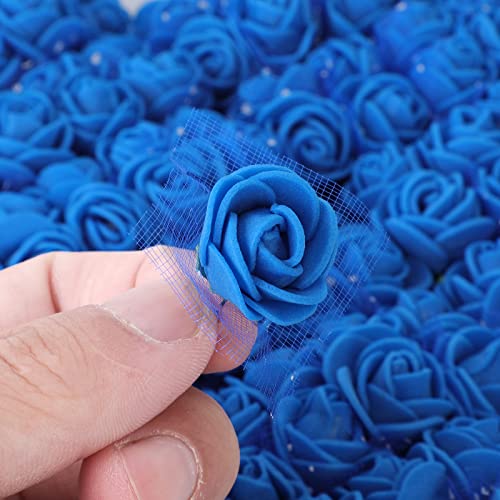 MWOOT Rosas Artificiales Azul, 144 Piezas Mini Rosas de Espuma para Manualidades, Pequeñas Flores Falsas para Bricolaje Boda Día de San Valentín Decoración, 2.5CM Cabezas de Flores Falsas