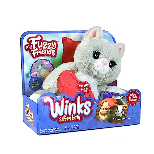 My Fuzzy Friends - Winks el Gato Dormilón, Juguete Mascota interactiva, Gato Que se Duerme, con reacciones y Sonidos, Suave, blandito y Flexible, para niños Desde 4 años, Famosa (MYE00111)