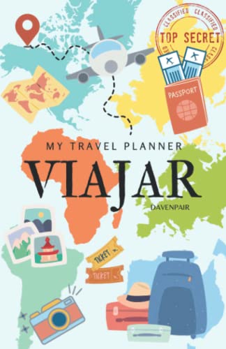 MY TRAVEL PLANNER. VIAJAR: Un planificador de viaje para anotar todos los datos sobre tu destino ( hotel, budget, vuelo... ) Qué ver, dónde comer y comprar y qué transporte utilizar. Formato A5.