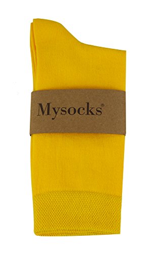 Mysocks para hombres y mujeres Paquete de 5 pares de calcetines de color liso peinados de algodón amarillo