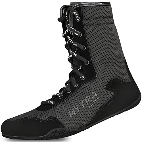 Mytra Fusion Botas Boxeo Cuero De Gamuza Botas de Boxeo para Junior, Chicos y Botas de Boxeo Hombre (40, Black)