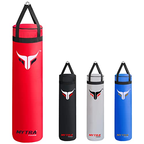 Mytra Fusion Colgante Saco Boxeo Unfilled Sacos de Boxeo para MMA, Muay Thai, Boxeo, Entrenamiento de Karate Adulto Saco Boxeo Disponible con 2 tamaños 4FT y 5FT (4FT, Red)