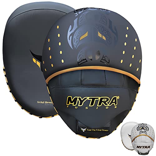 Mytra Fusion Manoplas Boxeo - Boxing Pads MMA Muay Thai Manoplas de Boxeo para Entrenamiento de Boxeo y Artes Marciales (Black)