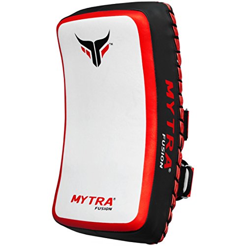 Mytra Fusion thai pad kick shield mma kickboxing muay thai training pad arm pad strike shield (White Red)