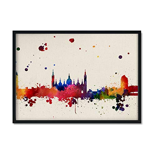 Nacnic Lámina Ciudad de Zaragoza. Skyline Estilo Acuarela y explosión de Color. Poster tamaño A3 Impreso en Papel 250 Gramos y tintas Decoración del hogar. Diseño al Mejor Precio.