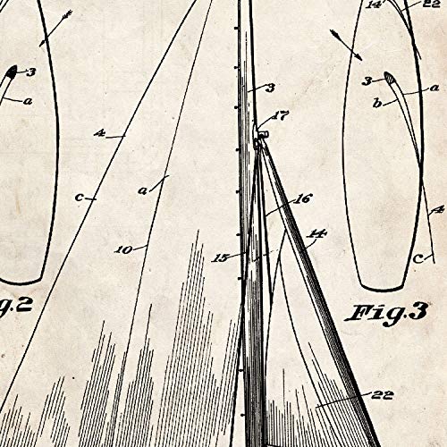 Nacnic Poster con patente de Barco velero. Lámina con diseño de patente antigua en tamaño A3 y con fondo vintage