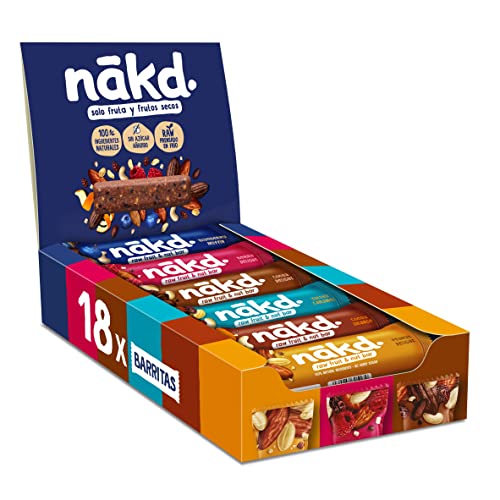 Nakd Pack Multisabores | Barritas Raw de fruta y frutos secos | Ingredientes 100% naturales | Sin Azúcar Añadido | 18 x 35g