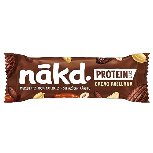 Nākd. Protein Cacao Avellana | Barritas Proteícas | 7g de Proteína de Origen Vegetal |100% Ingredientes Naturales | Sin Azúcar Añadido | Vegano | 16 x 45g | 720g