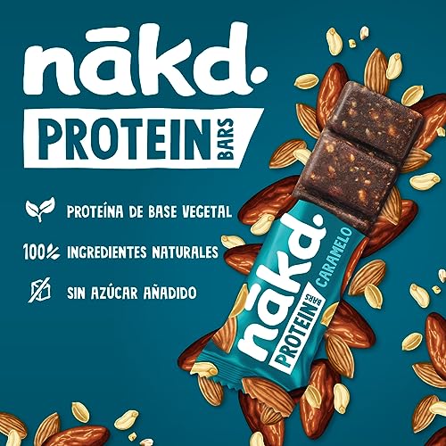 Nākd. Protein Caramelo | Barritas Proteícas | 7g de Proteína de Origen Vegetal | 100% Ingredientes Naturales | Sin Azúcar Añadido | Vegano | 16 x 45g | 720g