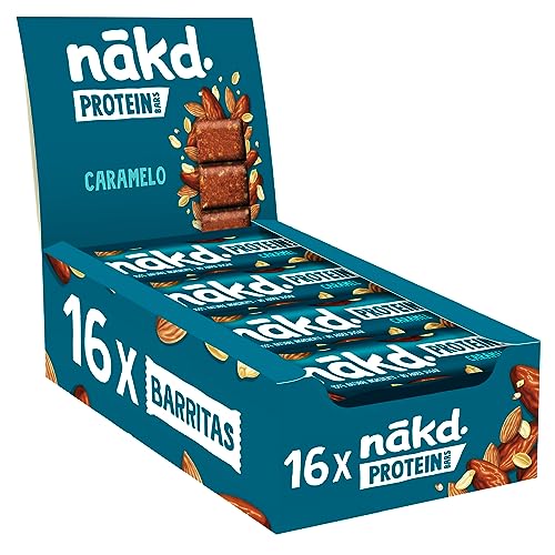 Nākd. Protein Caramelo | Barritas Proteícas | 7g de Proteína de Origen Vegetal | 100% Ingredientes Naturales | Sin Azúcar Añadido | Vegano | 16 x 45g | 720g