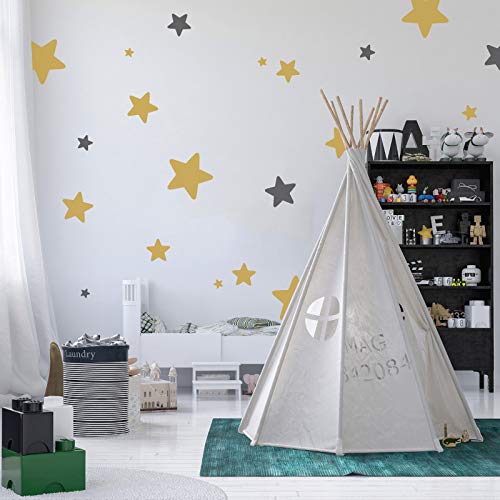 NAKLEO 5 plantillas de plástico reutilizables - Estrella Bandera Cinco Puntas 2-34x34cm a 9x9cm - patrón diseño niños pintura decoración habitación - artesanía DIY bricolaje muebles pared