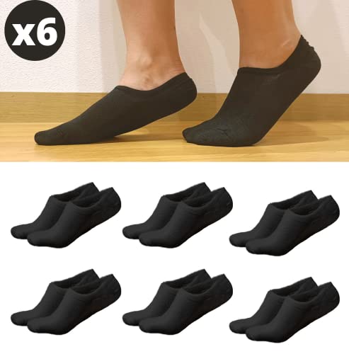 Nakloe - 6 Pares - Calcetines cortos invisibles hombre - Pinkies - negros - tobilleros