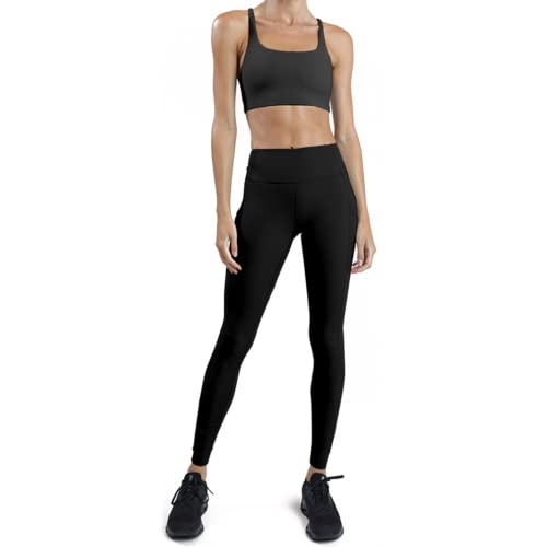 Nakloe | Mallas Deporte Mujer | Leggins Deportivos Mujer | | Ropa Deportiva Mujer | Leggings Mujer | Mallas para Fitness, Yoga, Gym, Running | Cintura Alta (L/XL, Negro)