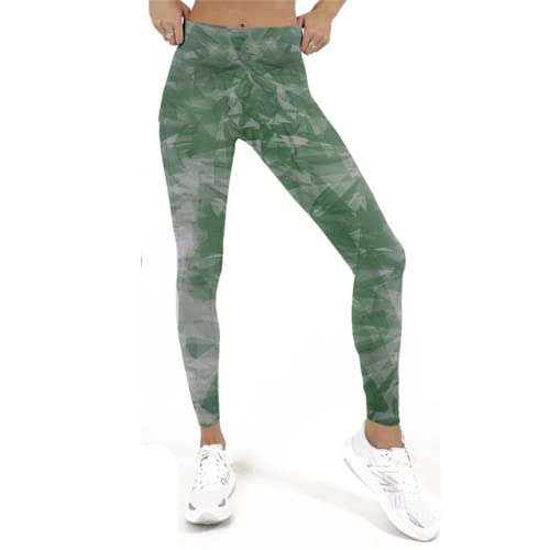 Nakloe | Mallas Deporte Mujer | Leggins Deportivos Mujer | Ropa Deportiva Mujer | Leggings Mujer | Mallas para Fitness, Yoga, Gym, Running | Cintura Alta (S, Verde Estampado)