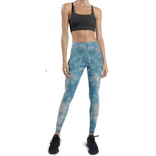 Nakloe | Mallas Deporte Mujer | Leggins Deportivos Mujer | Ropa Deportiva Mujer | Leggings Mujer | Mallas para Fitness, Yoga, Gym, Running | Cintura Alta (M, Azul Estampado)