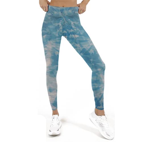 Nakloe | Mallas Deporte Mujer | Leggins Deportivos Mujer | Ropa Deportiva Mujer | Leggings Mujer | Mallas para Fitness, Yoga, Gym, Running | Cintura Alta (M, Azul Estampado)