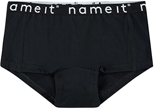 NAME IT Nkfhipster 2P We Solid Black Noos Braguita, Negro, 122-128 (Pack de 2) para Niñas