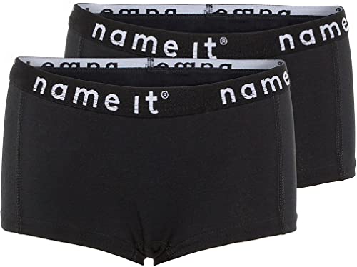 NAME IT Nkfhipster 2P We Solid Black Noos Braguita, Negro, 122-128 (Pack de 2) para Niñas