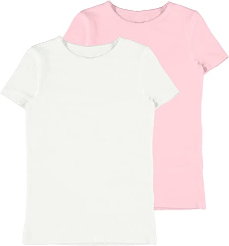 NAME IT Nkftop SS Slim 2P Barely Pink Noos Camiseta, 158-164 para Niñas