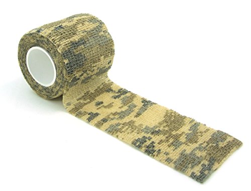 Namvo Autoadhesivo no Tejido de Camuflaje Envoltura Rifle Arma de Caza de Camuflaje Cinta Stealth 4.5M - Camuflaje del Desierto