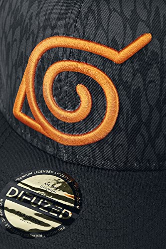 Naruto Shippuden Badge Hombre Gorra Negro 100% algodón