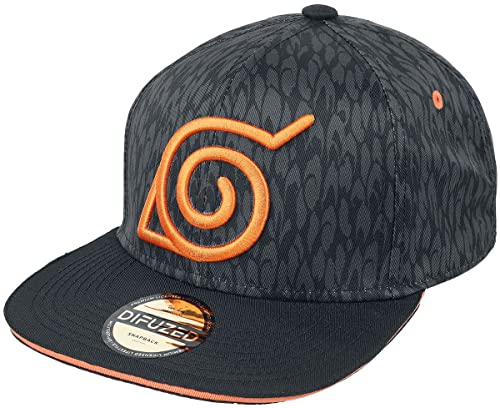 Naruto Shippuden Badge Hombre Gorra Negro 100% algodón