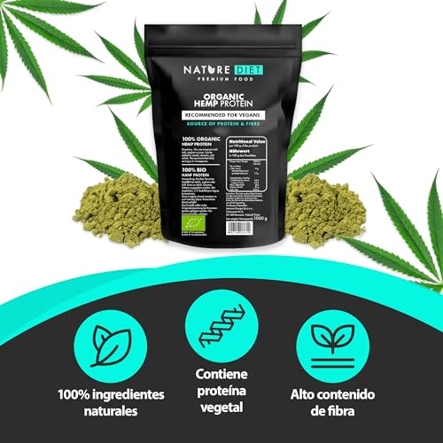 Nature Diet - Proteína de cáñamo orgánica 1000g | Vegano | Polvo de proteína | A base de plantas