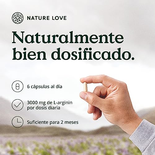 NATURE LOVE® L-arginina base con citrulina - 365 cápsulas - Arginina de origen vegetal en forma de BASE con una pureza del 99,7+% - Altamente dosificada, vegana y producida en Alemania