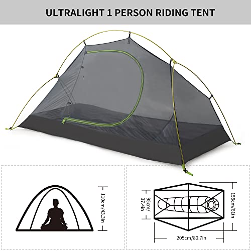 Naturehike Tienda Ultraligera Tienda de Trekking para 1 Persona Tienda 3-4 Temporada para Acampar Senderismo (Navy)