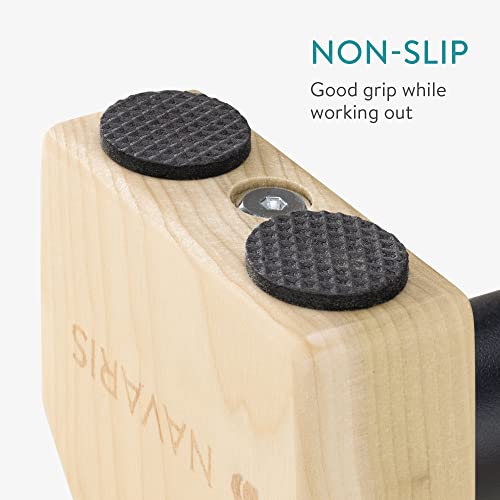 Navaris Barras de Madera para Flexiones - Set de 2X Barra para calistenia Fondos Handstand Push up Crossfit - Paralelas con Base y Asas Antideslizante