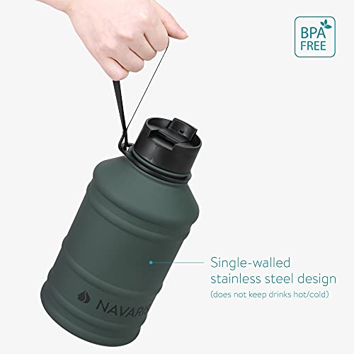 Navaris Botella de Agua de Acero Inoxidable - Cantimplora XXL de Metal de 2.2 L - Garrafa para Bebidas sin BPA para Deporte Camping Gimnasio Oficina