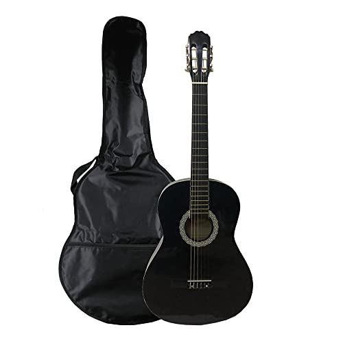 Navarrez NV12PK Starter Set guitarra clásica negro 4/4, bolsa/Gig Bag, libro con CD, afinador (tuner),2 púas