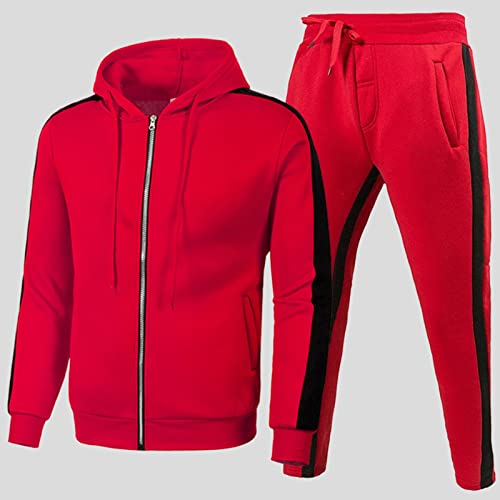 Navidad 2024 Nuevos Hombres Y Mujeres Traje Deportivo Otoño E Invierno Ocio Color Sólido Sudadera Con Capucha Pantalones Con Borlas Traje Deportivo Alquiler De Esmoquin, rosso, M