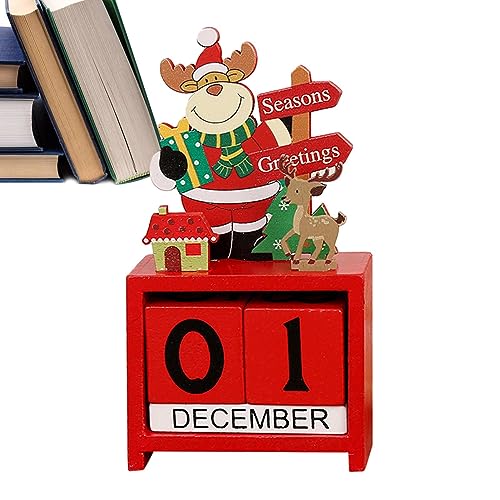 Navidad de madera,Decoración bloque cuenta regresiva Navidad - Accesorios fotografía calendario de madera Navidad para restaurantes vacaciones Woteg