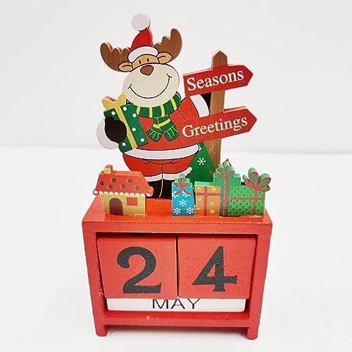 Navidad de madera,Decoración bloque cuenta regresiva Navidad - Accesorios fotografía calendario de madera Navidad para restaurantes vacaciones Woteg